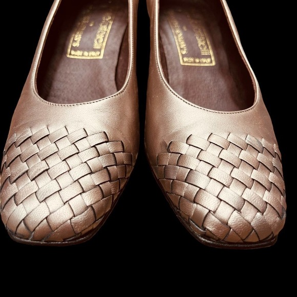 Renzo Fontanelli Stanley Eisenman’s Shoes Braid Woven Leather Metallic Taupe 6 B - Picture 6 of 11